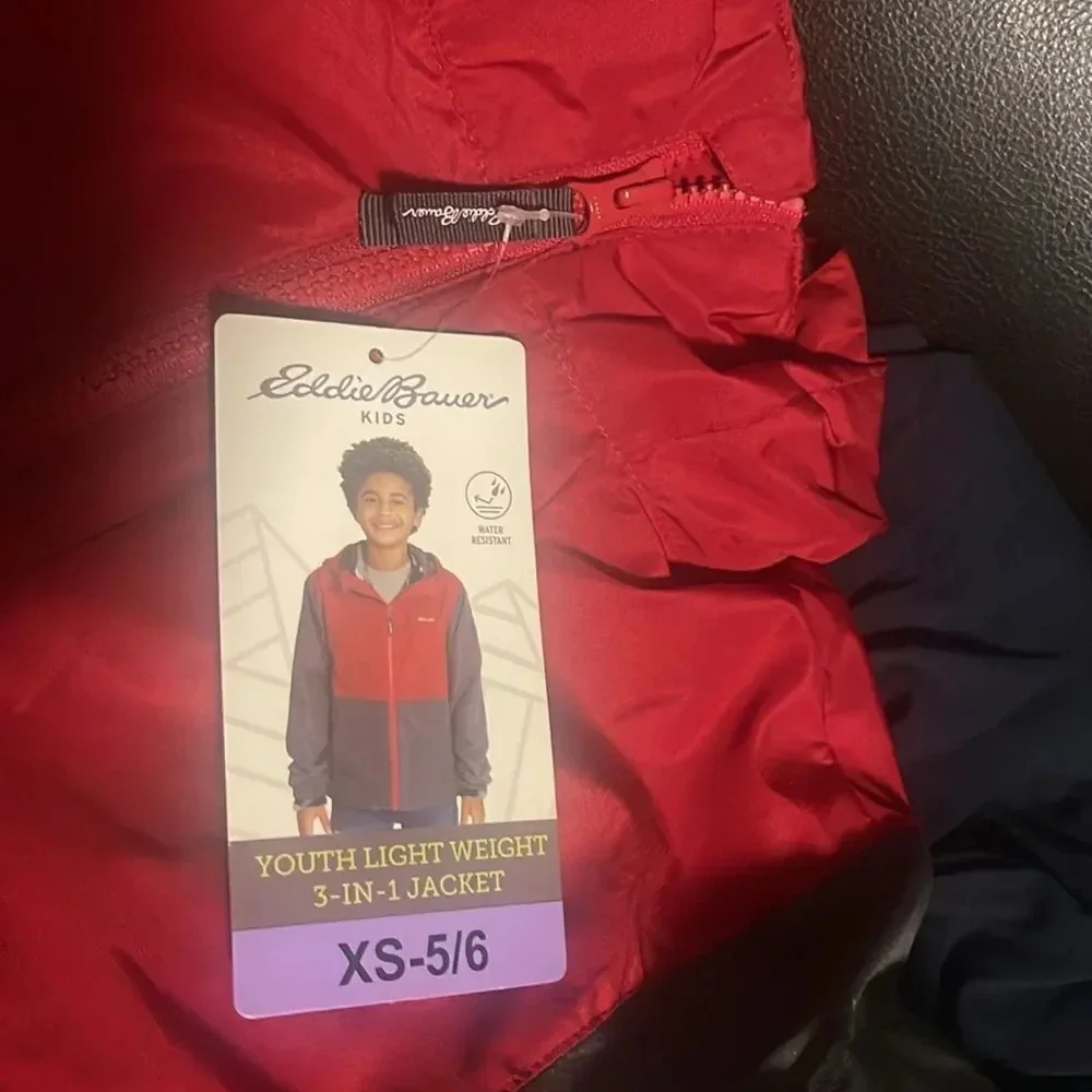 Eddie Bauer Youth 3-in-1 Red and Gray Jacket X-Small 5/6